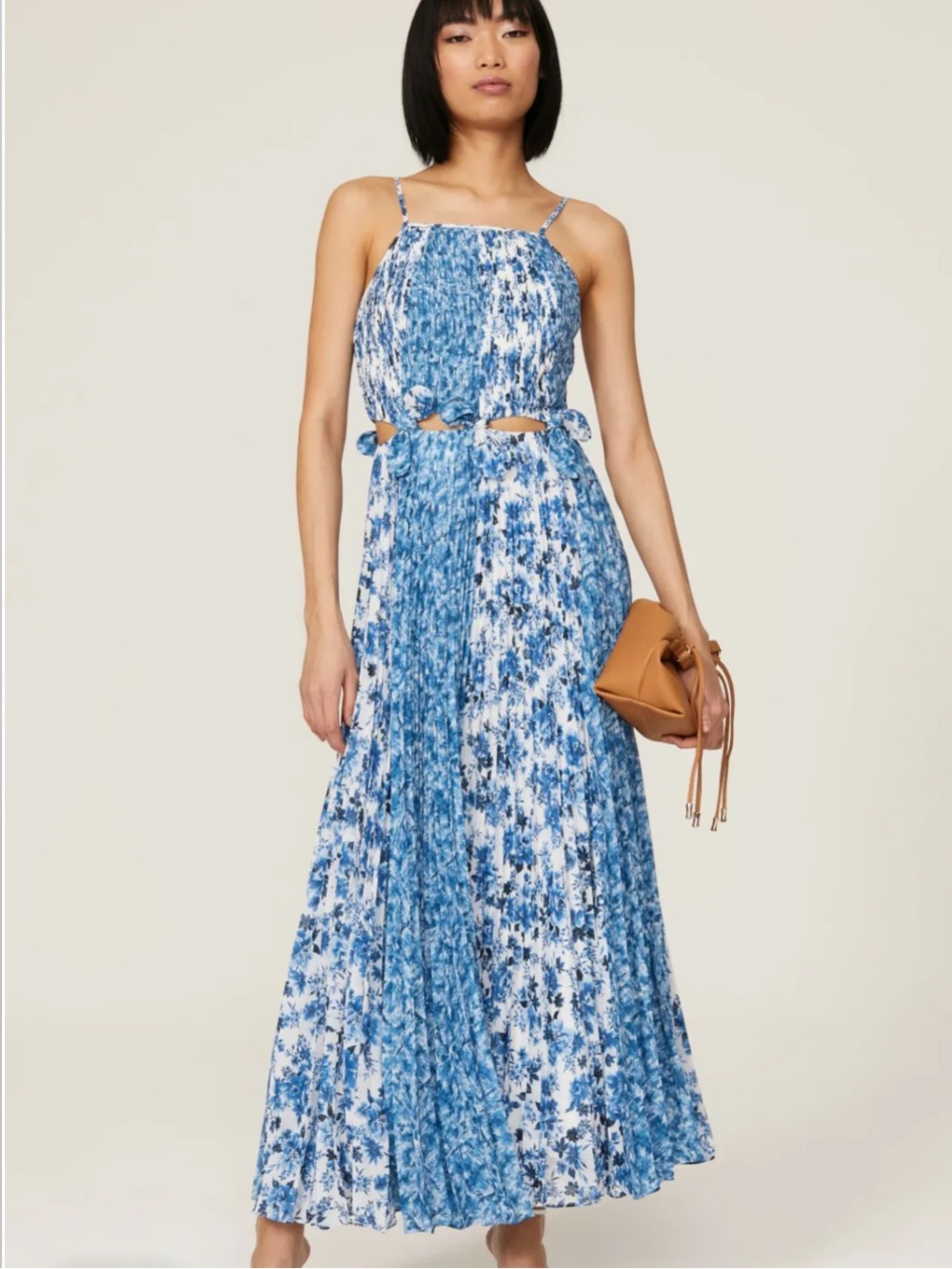 Amur Holland Tie Pleated Long Dress